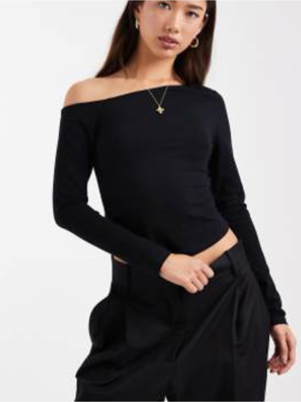 New ASOS DESING Off-Shoulder Black Women's long sleeve top in black